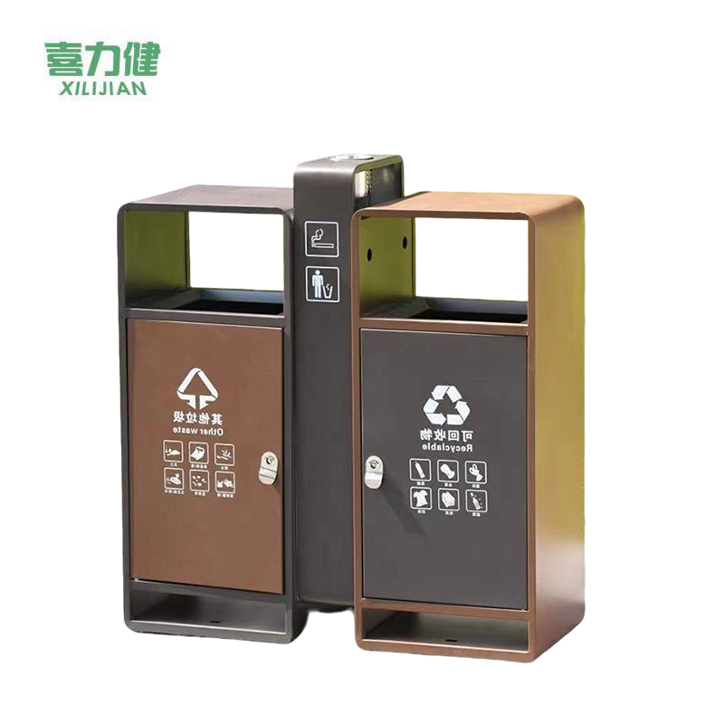 喜力健 户外垃圾箱 简约单桶咖啡色 个高清大图