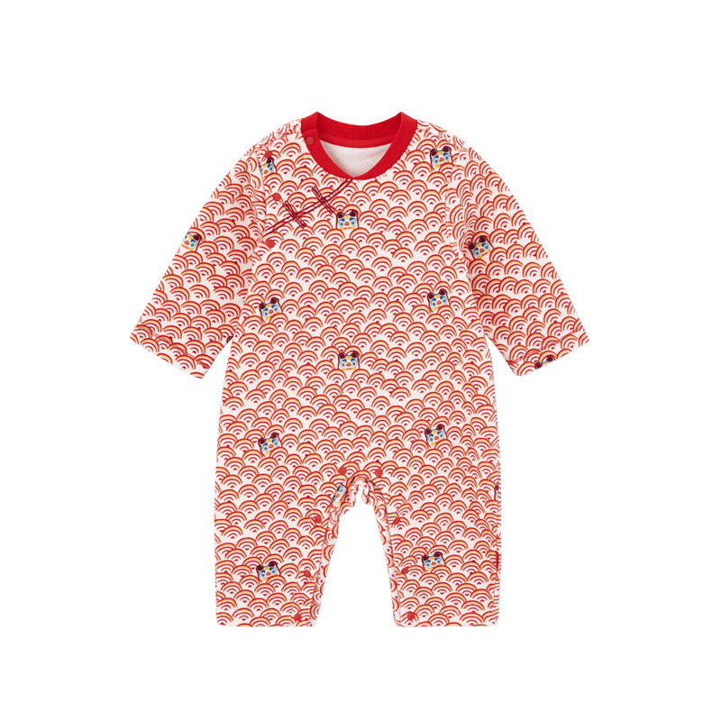 英氏婴儿连体衣宝宝保暖新年装爬服哈衣2020秋冬新款10095518