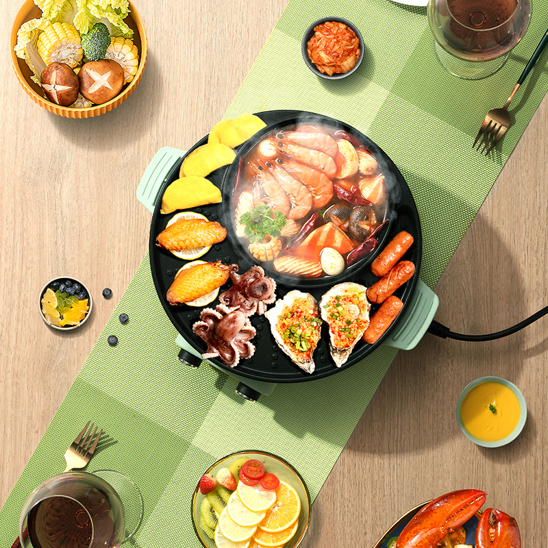 西屋Westinghouse-一机多用 不粘烤盘 轻油少烟 多功能涮烤一体锅电火锅WSC-A337!高清大图