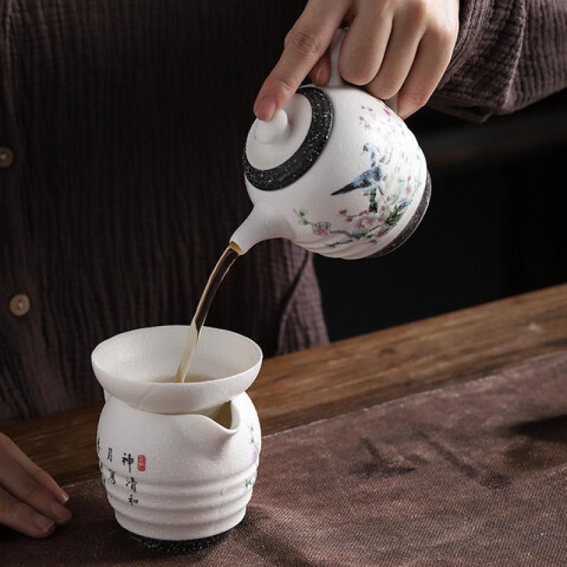 苏氏陶瓷 J09 鸟语花香茶具套装(茶杯*6茶壶*2雪花器*2) 十件套 (单位:套)高清大图