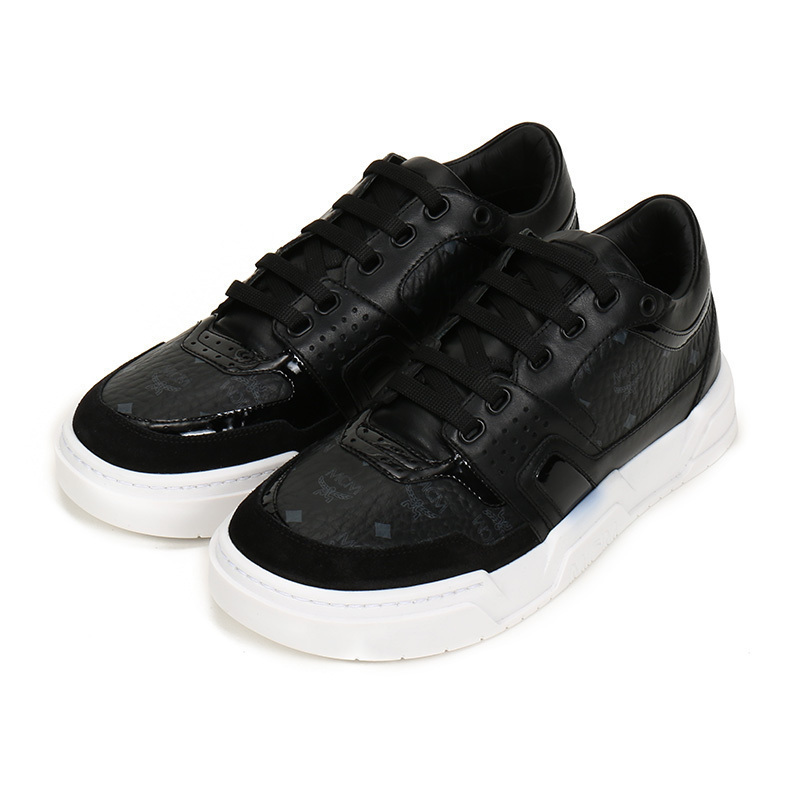 mcm男士涂层帆布配皮系带休闲运动鞋mexasmm37