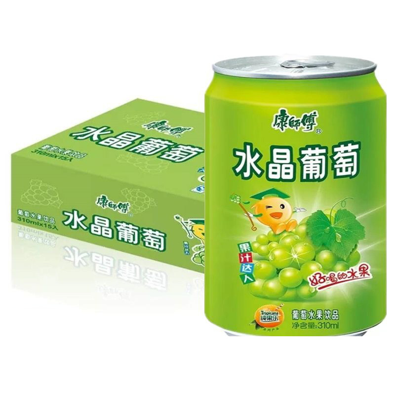 康师傅水晶葡萄水果果汁饮料听装罐装310ml24罐视频