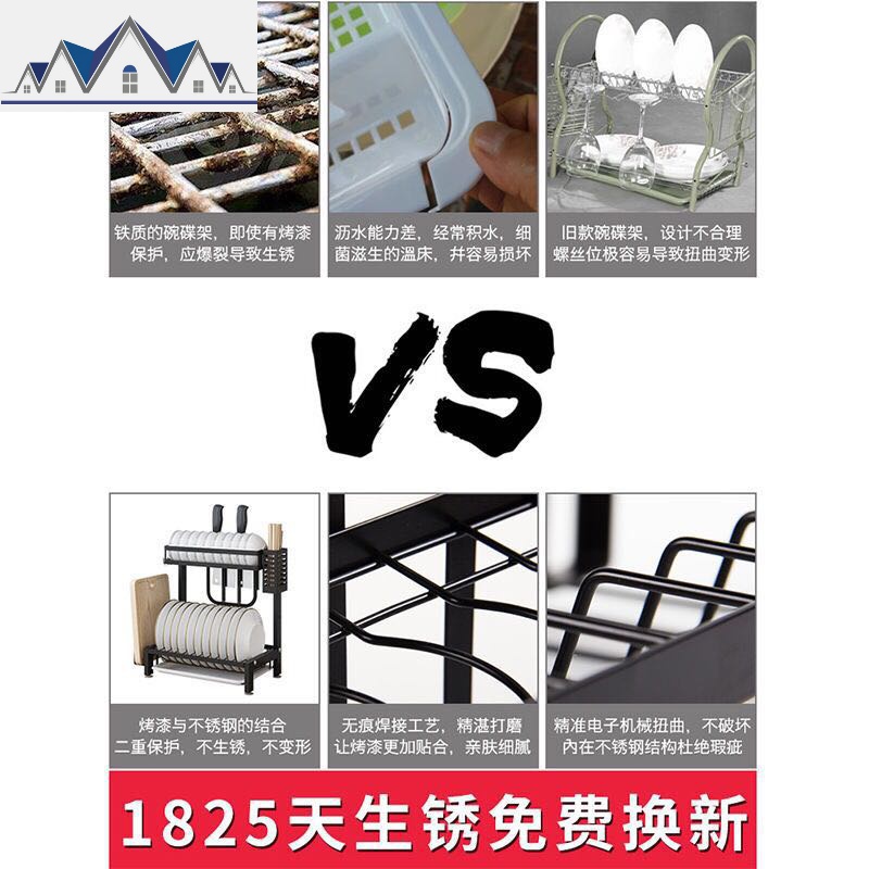 黑色碗架不锈钢厨房置物架晾放碗筷碗碟架盘子餐具收纳沥水架_870高清大图