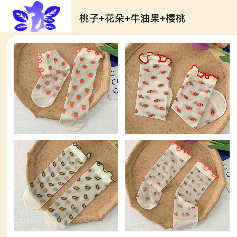 Ideamini透明玻璃丝水晶袜子女中筒袜夏季薄款设计感女小众夏天可爱凉鞋袜袜子图片