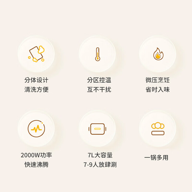 摩动(modong)家用分体式鸳鸯电火锅7L 两宫格双控温MD-FT01Y高清大图