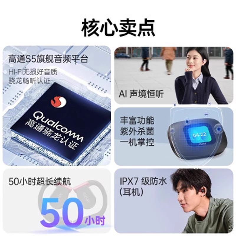 cleer ARC3 运动版暗夜红派克套装无线耳机挂耳式设计内置麦克风无线音乐享受高清大图