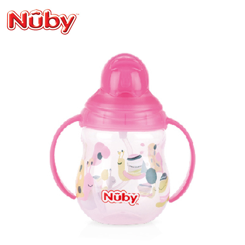 努比(Nuby)咔嗒双耳360°弹跳吸管杯270ml 粉色