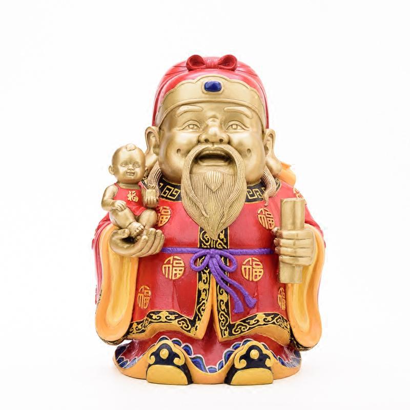 美帮汇福禄寿三星摆件 彩绘铜福星禄星寿星增寿客厅供奉高清大图