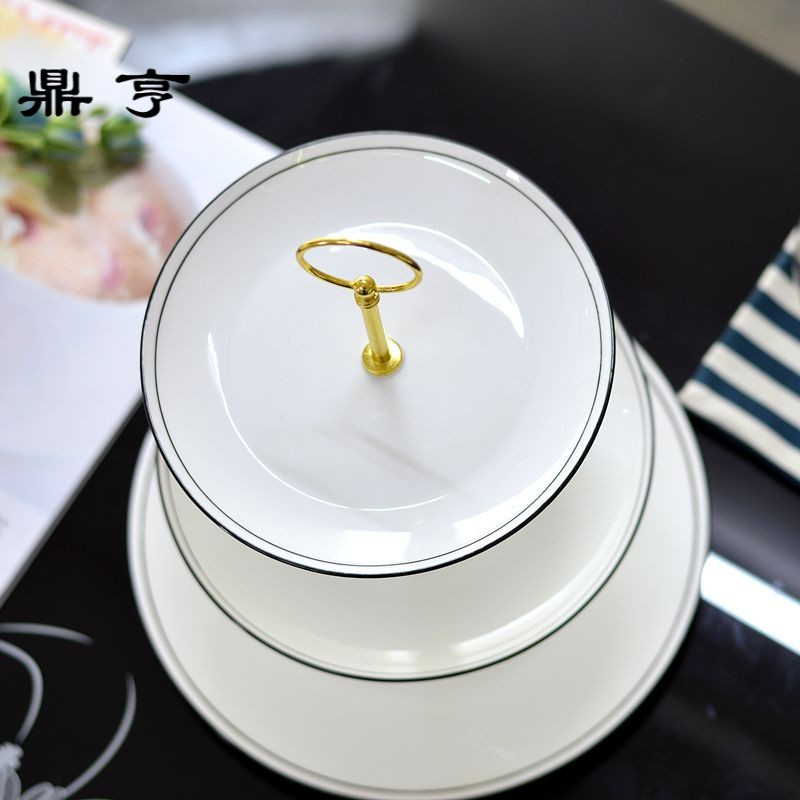 鼎亨骨瓷三层水果盘 创意欧式下午茶点心架子 糕点蛋糕托盘宴会甜