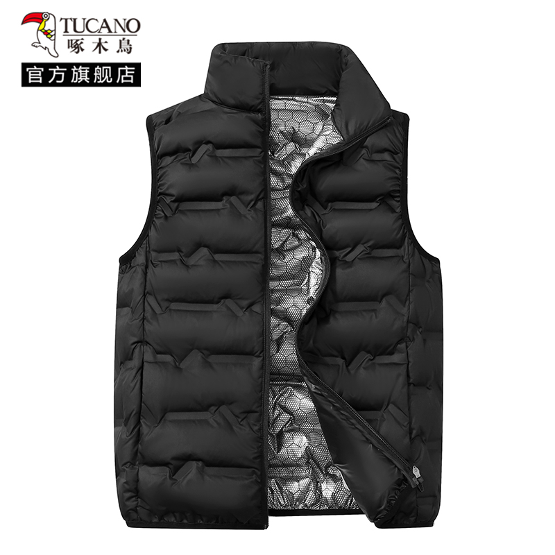 啄木鸟羽绒马甲男2024冬新款轻薄背心保暖坎肩外穿立领石墨烯内背高清大图
