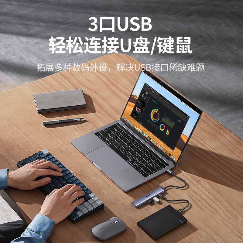 绿联(UGREEN)Type-C转DP1.4接口扩展坞8K60Hz转接头240Hz高刷电竞桌搭HDMI适用苹果拓展坞4K高清大图
