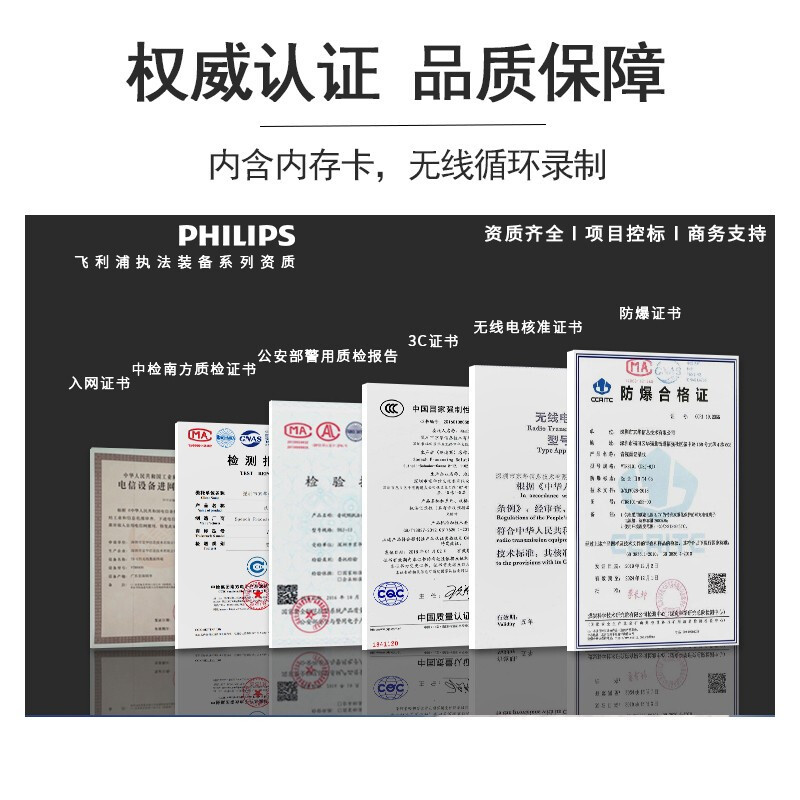 飞利浦VTR-8101执法记录仪高清夜视防爆随身现场执法仪便携式3400万视频超长续航 VTR8101+512G内存
