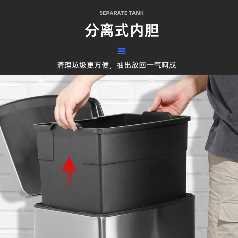 茂稔 垃圾桶 不锈钢垃圾桶 翻盖垃圾桶 50L 个高清大图