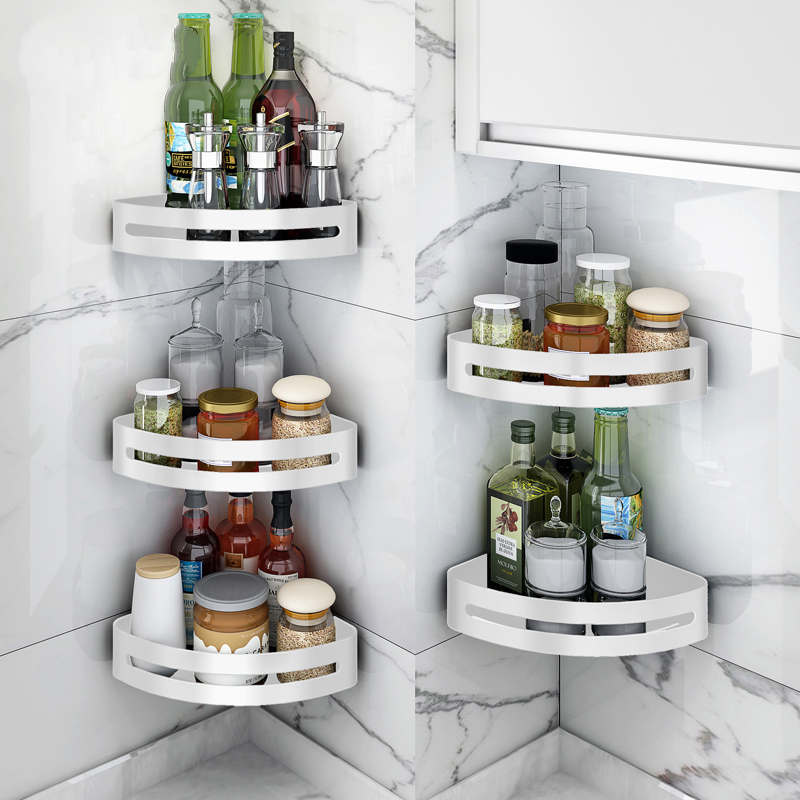 免打孔闪电客厨房转角置物架壁挂式三角架调味调料架收纳卫生间厨卫