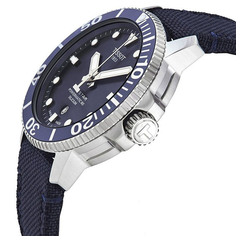 天梭(TISSOT)瑞士手表 时尚独特 海星系列织物男士机械表T120.407.17.041.01 礼物高清大图