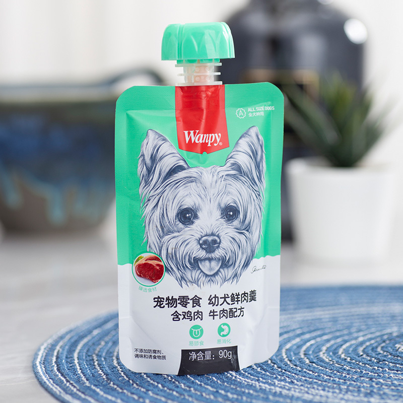 顽皮Wanpy宠物零食幼犬用鲜肉羹含鸡肉+牛肉配方90g