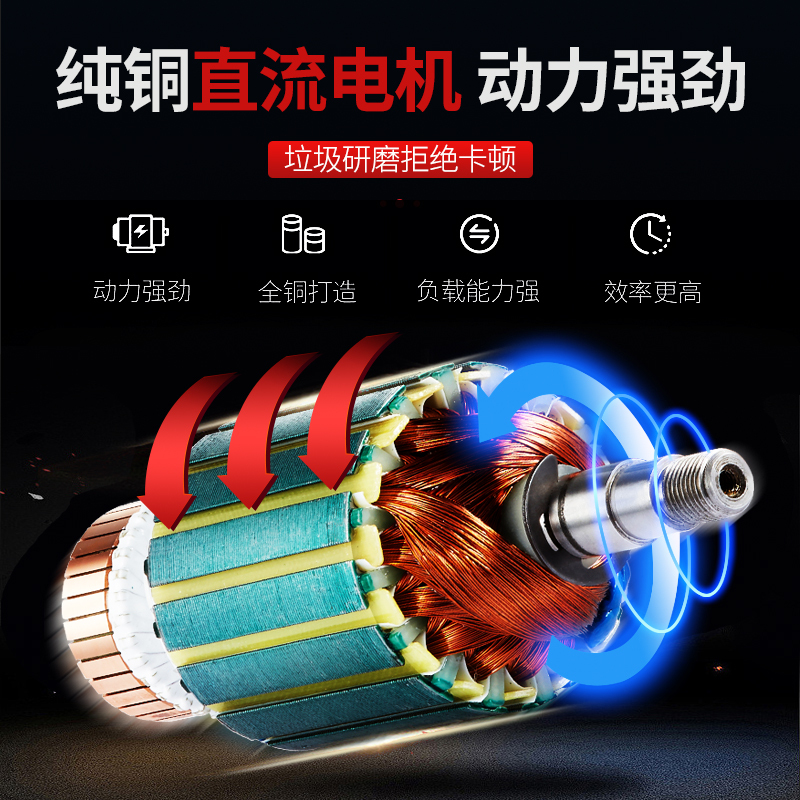 美国唯斯特姆垃圾处理器 无线感应开关 家用厨房垃圾处理器 厨余餐余粉碎机 智能关机垃圾处理机 X750