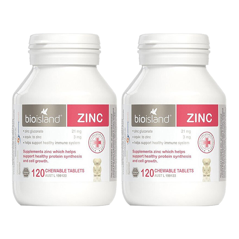 2瓶装 | 佰澳朗德(Bio Island)儿童锌片小熊补锌咀嚼片120粒/瓶装 香港/保税随机发