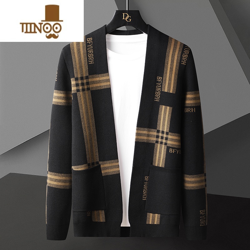 YANXU男士针织衫开衫潮流帅气休闲薄款毛衫2023新款时尚毛衣外套高清大图