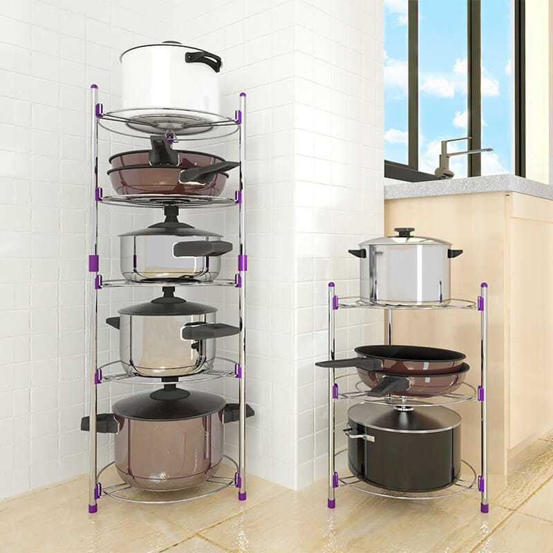 放锅架子厨房置物架用品锅具收纳架锅架多层落地三角转角台面家用