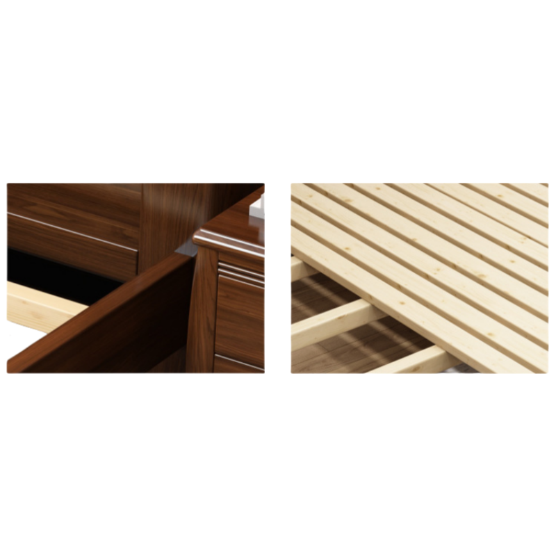 演发 实木床+柜+垫 1.5米 套高清大图