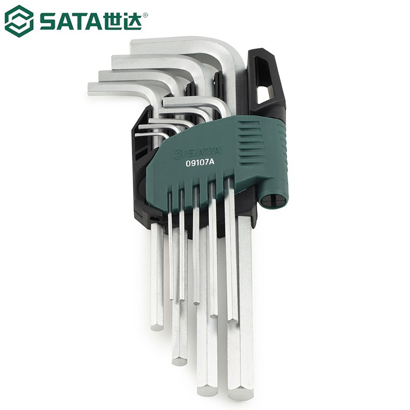 世达(SATA)9件铬钒钢加长内六角扳手组套 内六角螺丝刀扳手(09107A)1套