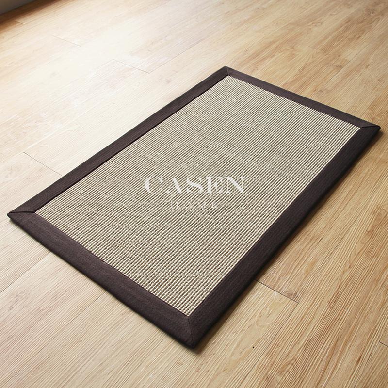 美帮汇玄关进剑麻地垫防滑脚垫耐用客厅茶几地毯书房卧室垫定制 S4深咖包边+无纺布底 定制