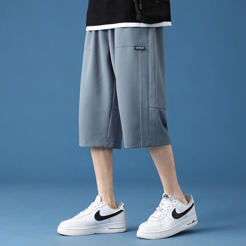 真维斯夏天冰丝裤男百搭夏季薄款运动短裤拼接帅气休闲直筒七分裤图片