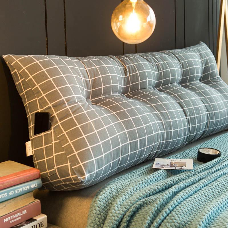 床头靠垫大靠背双人床上榻榻米床头板软包靠背垫三角护腰靠枕简约_25_713_573 长150x厚20x高50cm【5扣】 灰格