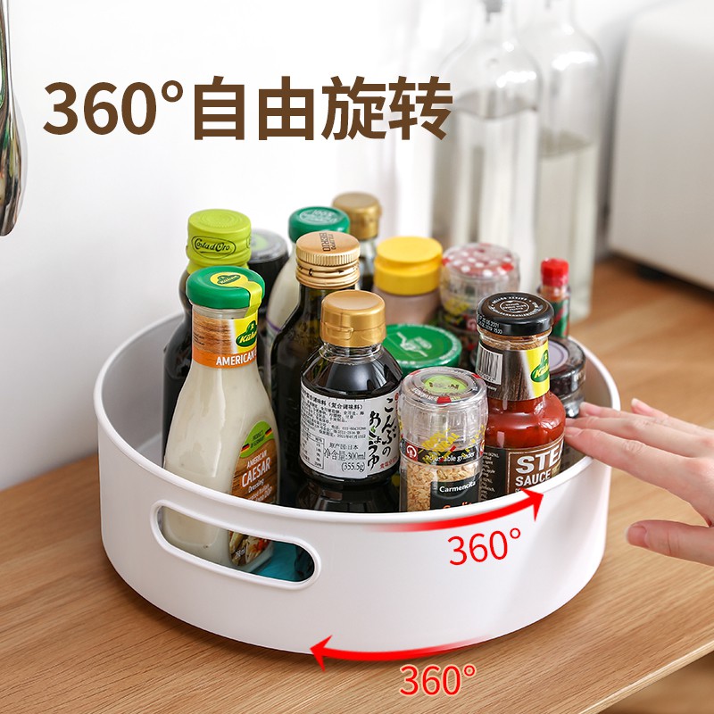 厨房可旋转式置物架调料架调味品瓶罐橱柜多功能桌面台面收纳架盘收纳层架 三维工匠高清大图