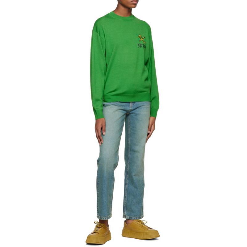 高田贤三(Kenzo)美利奴羊毛针织套衫长袖圆领胸前刺绣休闲舒适百高清大图