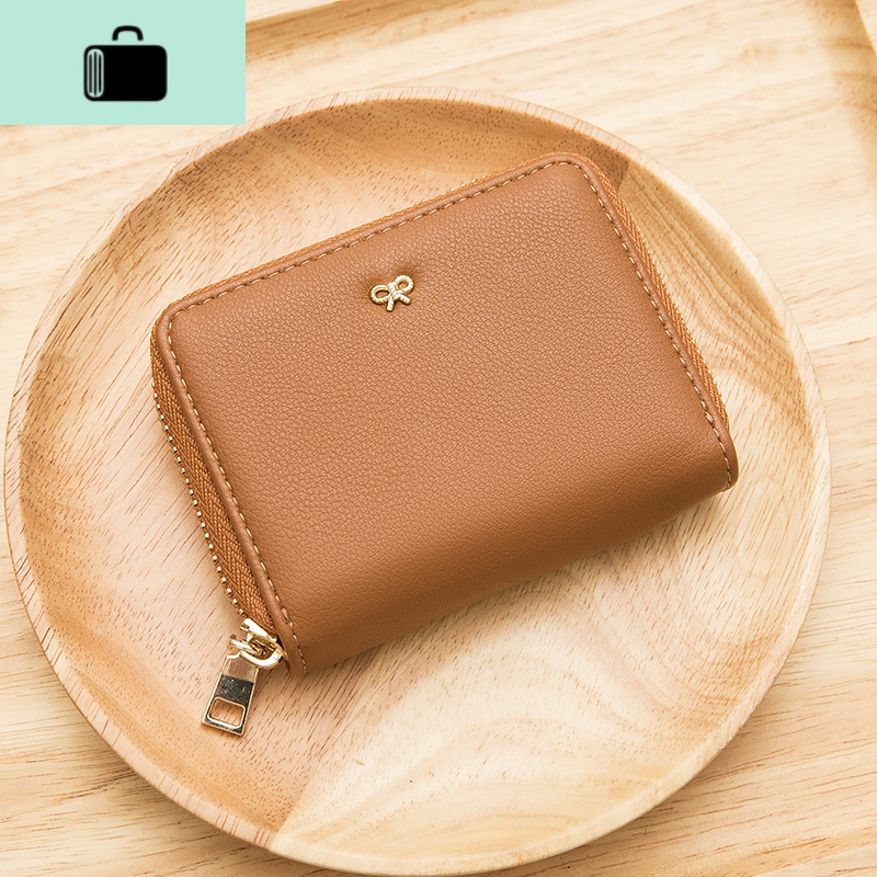 卡包女式风琴卡包钱包一体包男防消磁防盗刷驾照卡片包小零钱包薄NEWLAKE 棕色女款