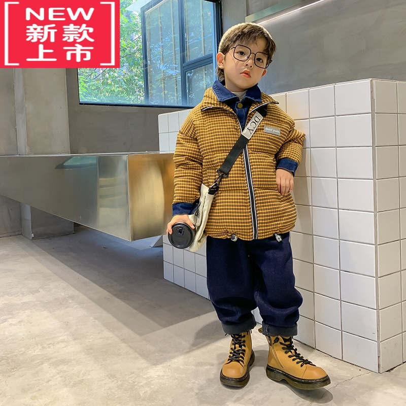 可莉允男童潮牌羽绒棉服2022新款小孩冬装衣服男孩加厚外套儿童洋气棉衣