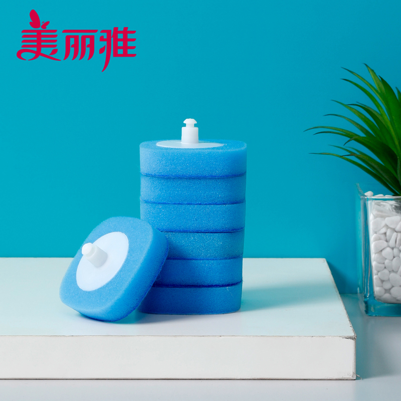 美丽雅 马桶刷替换头 卫生间浴室自带清洁剂马桶清洁可换式马桶刷替换装7块装