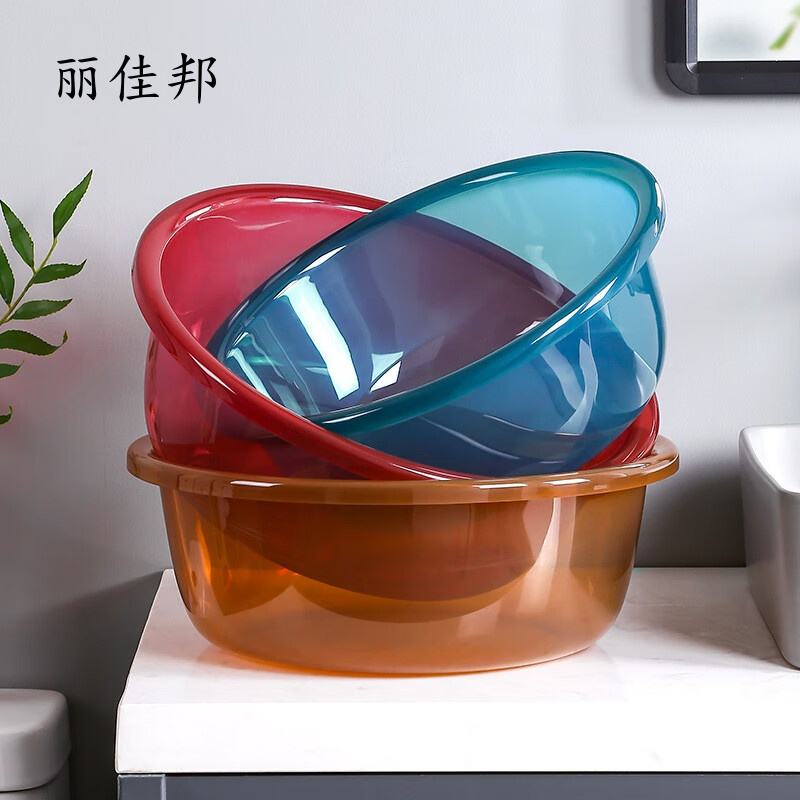 丽佳邦加厚塑料脸盆学生宿舍大号洗脚洗菜洗脸盆家用婴儿小盆子 实色小号粉色高清大图