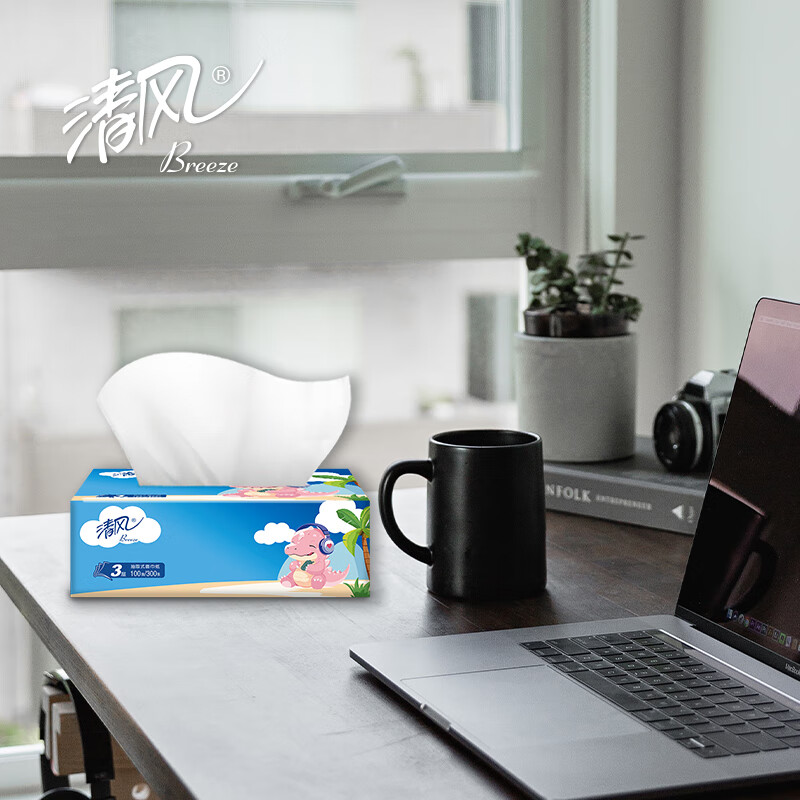 清风 抽纸3层100抽*24包 卡通软抽卫生纸整箱BR40AB高清大图