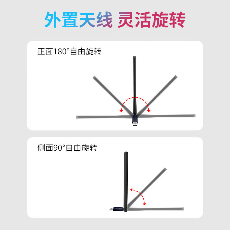 水星(MERCURY) UX9H(免驱版)WIFI6无线上网卡 台式机电脑接收器随身wifi发射器笔记本网卡外置天线高清大图