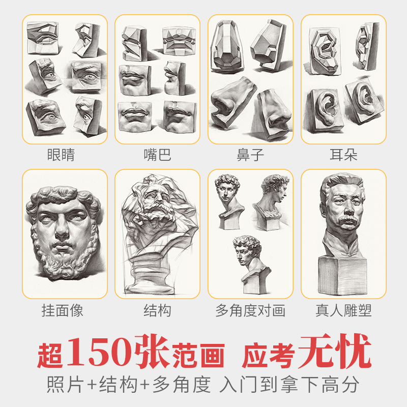 头像临摹书全集教程范本照片联考高考校考专升本美术生对临面部结构