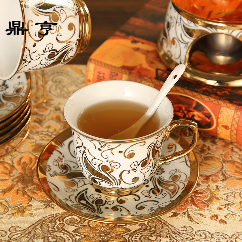 鼎亨欧式简约花果茶具套装蜡烛加热玻璃陶瓷煮水果花茶具下午茶壶