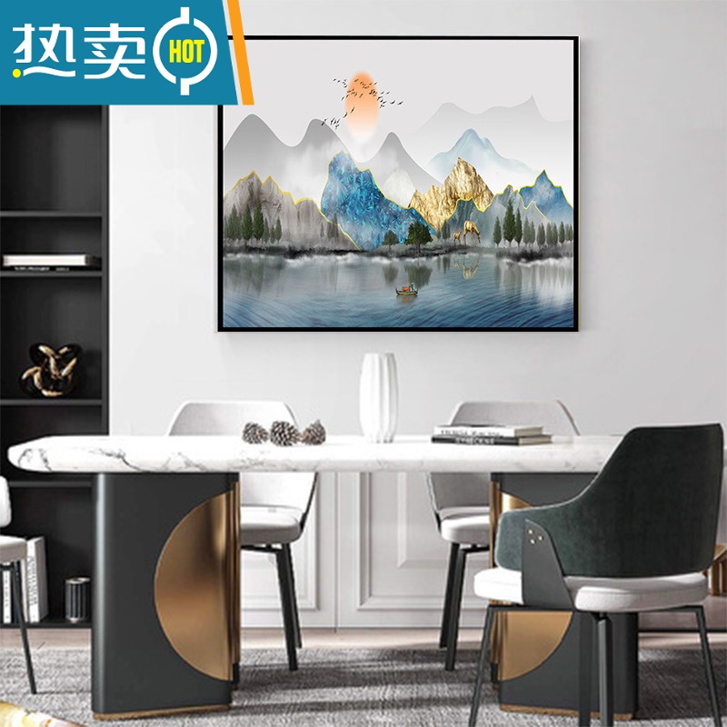 敬平电表箱装饰画免打孔现代简约配电箱轻奢挂画遮挡箱电闸箱客厅墙画装饰画 壮丽山河 收藏加购优先发货50*40可容纳42*32掀盖款尊贵黑框-免