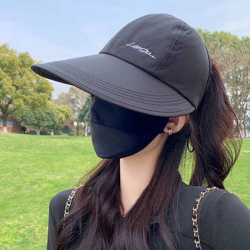 加大帽檐户外遮阳女鸭舌帽棒球帽夏季空顶可扎马尾太阳帽高清大图