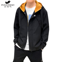 富贵鸟（FUGUINIAO）男士夹克2019春秋新品连帽帅气男装上衣服韩版潮流休闲工装外套男