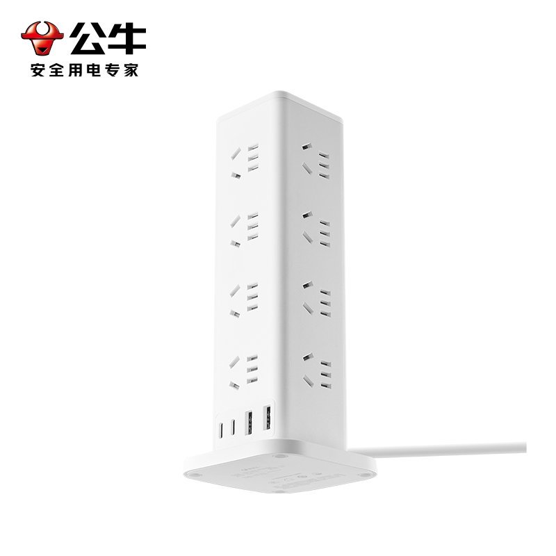 公牛(bull)GNV-UL1016U[白色1.6m]立式插座桌面插排带usb面板充电宿舍多功能排插多孔位插线板高清大图