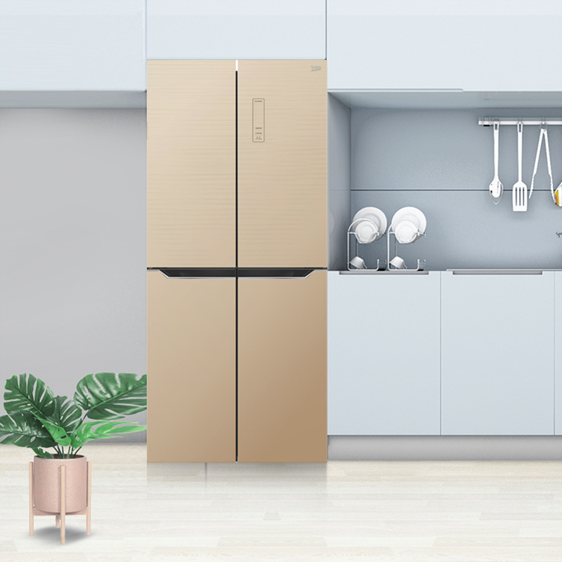 倍科(beko)GNE0432ZCG 432升冰箱 十字对开门冰箱 对门冰箱大容量变频电机(琥珀琉璃金)