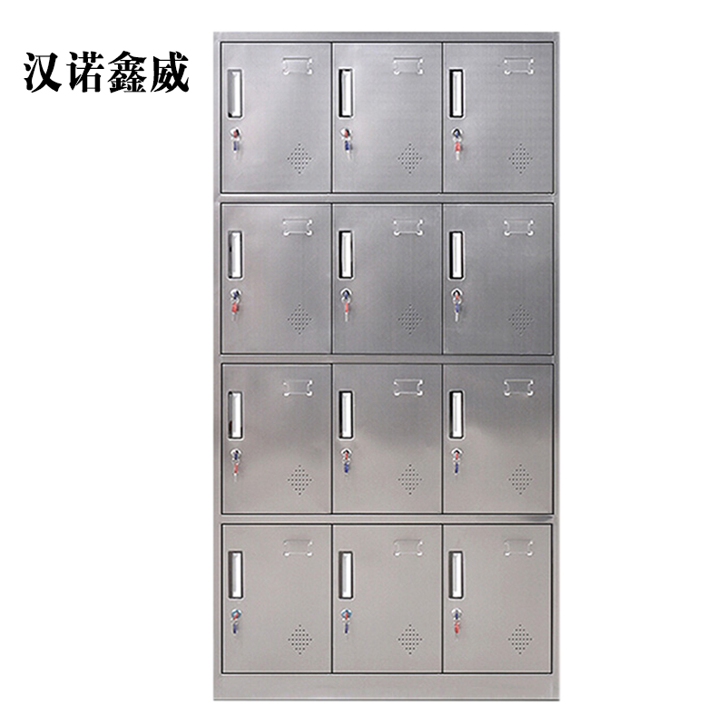 汉诺鑫威不锈钢员工储物柜文件柜存放柜子更衣柜存包柜十二更衣柜高清大图