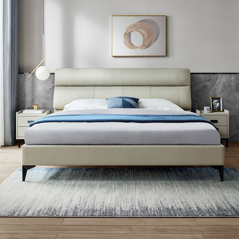 王一博同款林氏家居轻奢真皮床软包主卧大床现代简约双人卧室家具r325