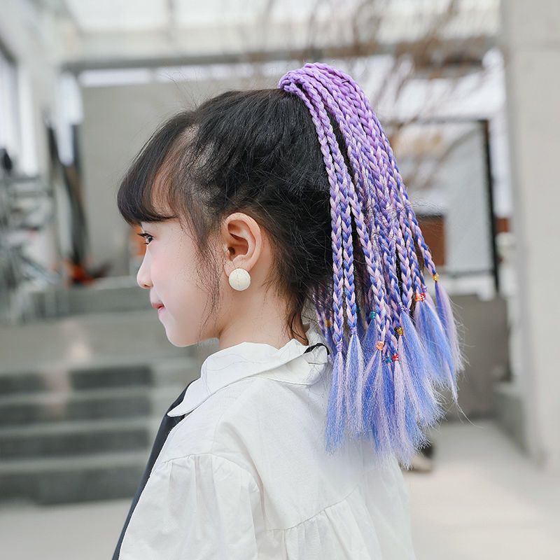 假发脏辫儿童双马尾辫发饰可爱舞台彩色炫酷短款皮筋款头饰头绳 黑色