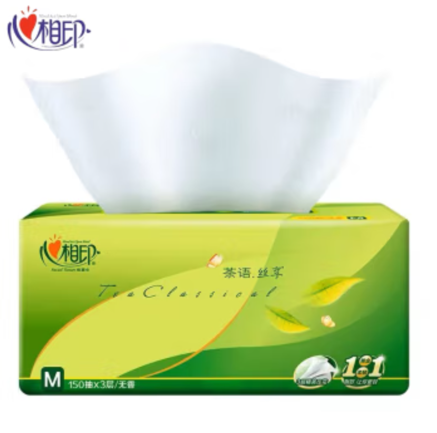 心相印 DT32150 茶语丝享 150 抽三层塑装面巾纸161mm*190mm*3层 150抽/包* 3包/提* 2高清大图