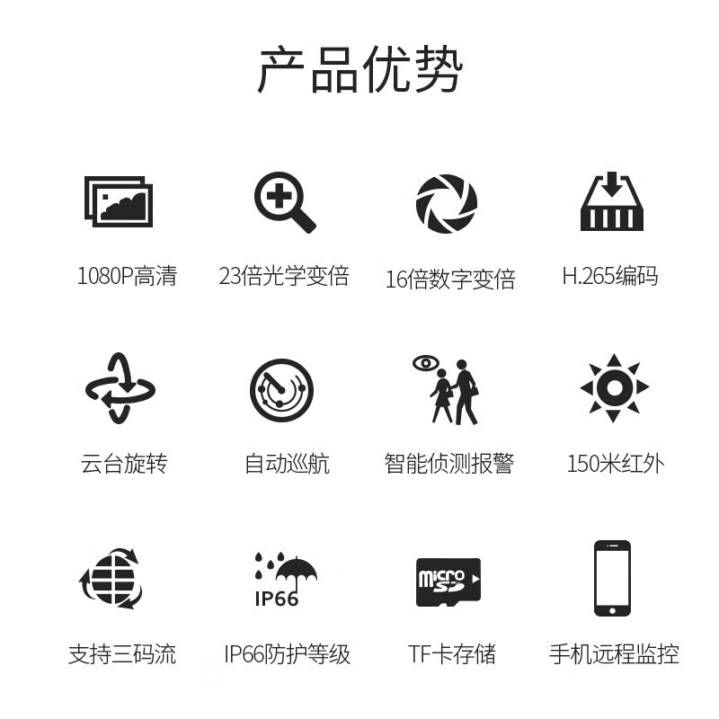 大华(dahua)监控摄像头 200万高清网络球机150米红外 星光级夜视23倍光学变倍智能云台球机 DH-SD6C82高清大图