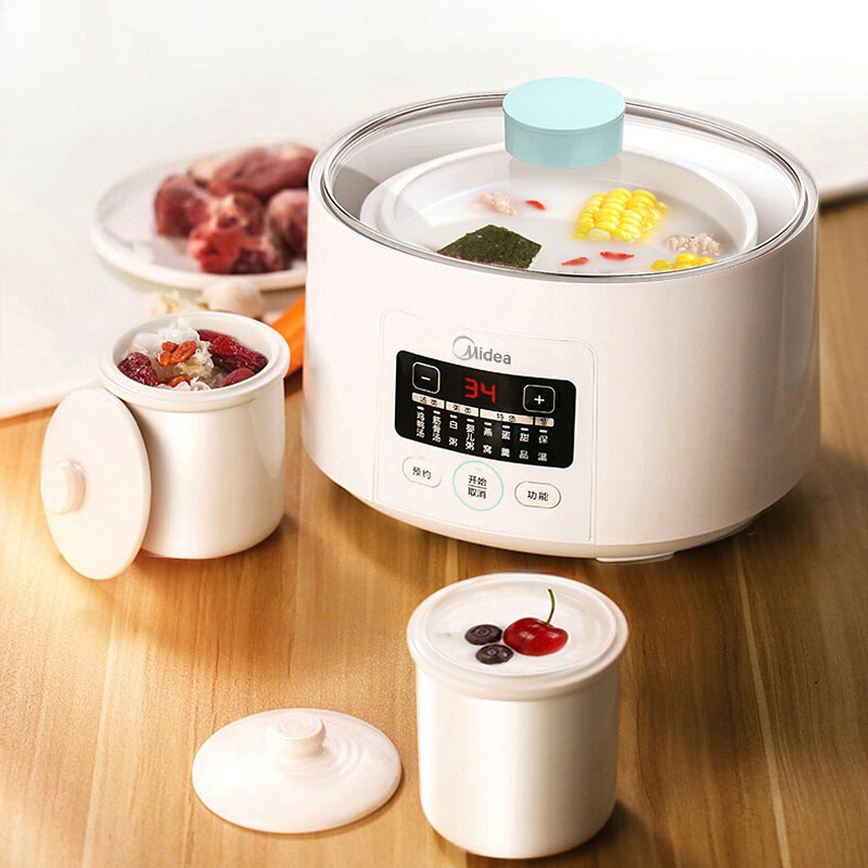 美的电炖锅mdwbzs165电炖锅迷你煲汤煮粥锅全自动陶瓷电炖盅三胆